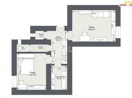 3 | Pronájem bytu, 2+1, 52 m²