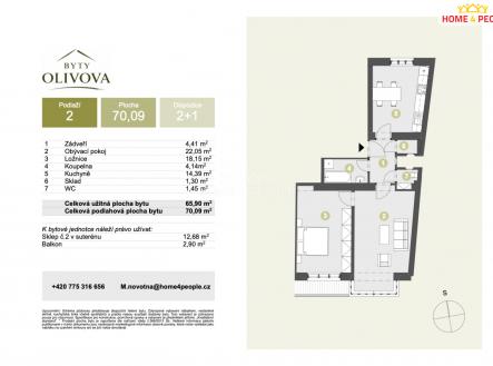 4 | Prodej bytu, 2+1, 70 m²