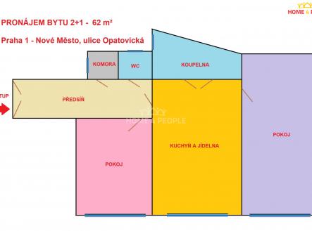 1 | Pronájem bytu, 2+1, 62 m²