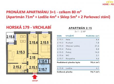 4 | Pronájem bytu, 3+1, 80 m²