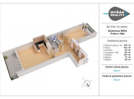 foto: 4 | Pronájem bytu, 2+kk, 70 m²