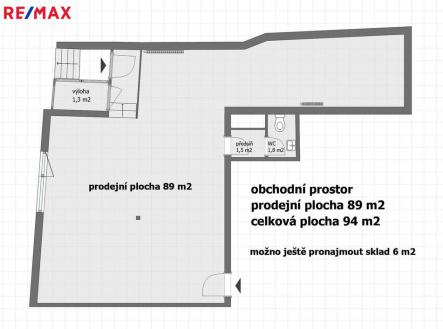 půdorys | Pronájem - obchodní prostor, 94 m²