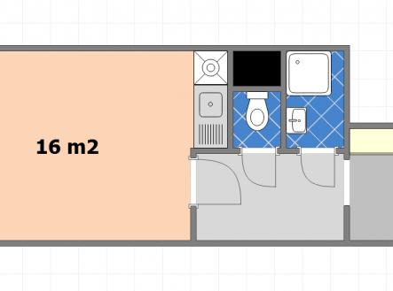 půdorys bytu | Prodej bytu, 1+kk, 28 m²