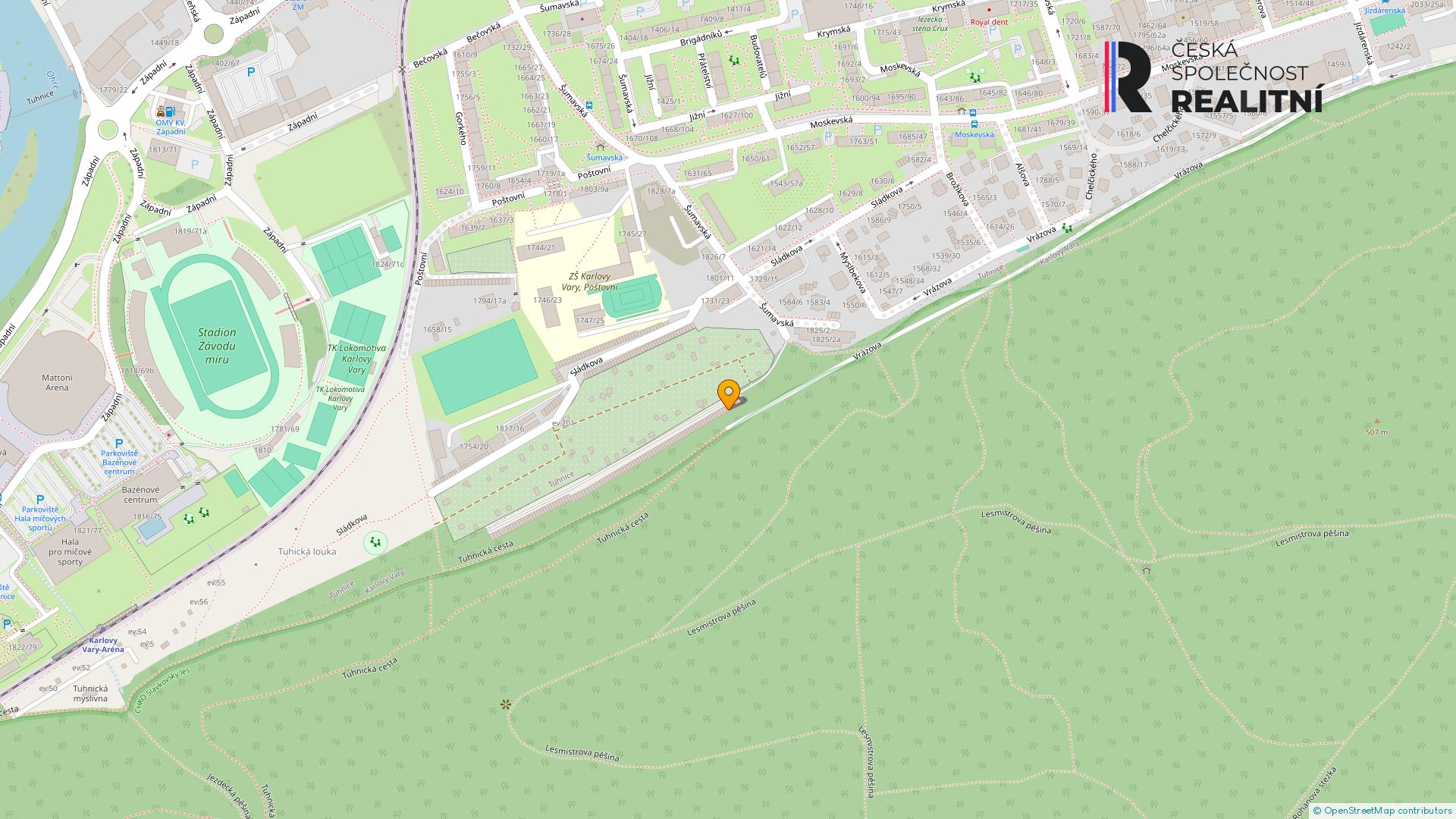 Mapa umístění nemovitosti.