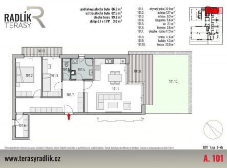 . | Prodej bytu, 3+kk, 86 m²
