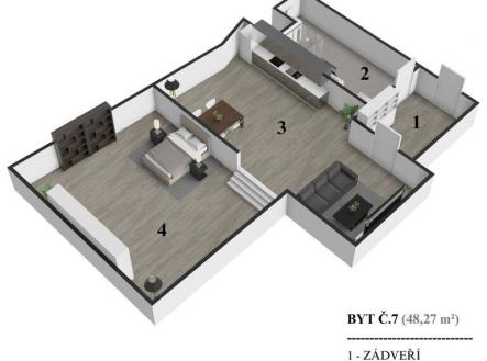 byt-7-1-1-3d.jpg | Pronájem bytu, 2+kk, 48 m²