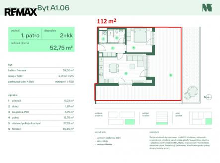 Plánek bytu | Prodej bytu, 2+kk, 117 m²