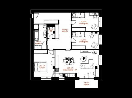 byt-001-c-4-pudorys.jpg | Prodej bytu, 4+kk, 116 m²