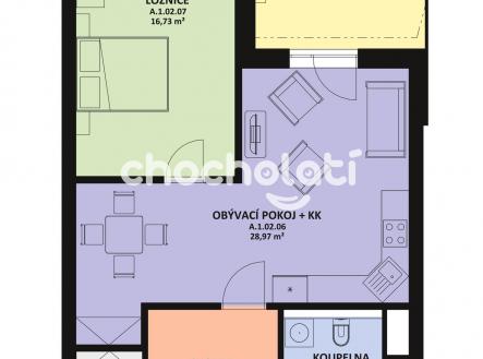 půdorys_2 | Pronájem bytu, 2+kk, 85 m²