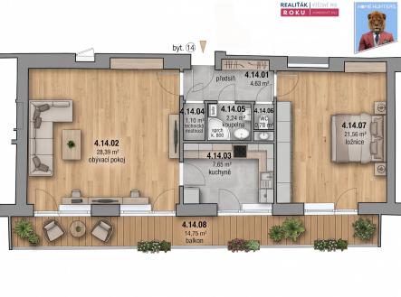 Pudorys - vizu | Prodej bytu, 2+1, 84 m²
