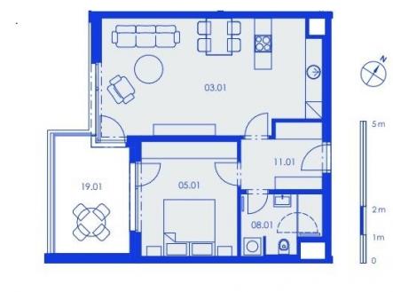 Půdorys Ramonova | Pronájem bytu, 2+kk, 68 m²