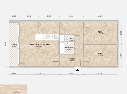 půdorys stavajici | Prodej bytu, 3+kk, 76 m²