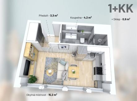 3d.jpg | Prodej bytu, 1+kk, 24 m²