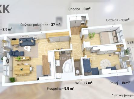 3d.jpg | Prodej bytu, 3+kk, 82 m²