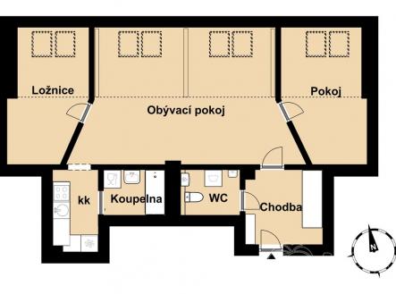 kuz-20241220-kodanska-planek.jpg | Prodej bytu, 3+kk, 81 m²