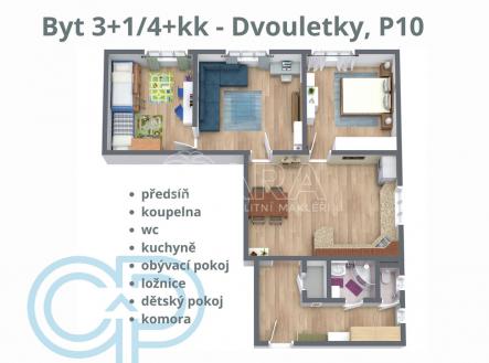 Orientační půdorys | Prodej bytu, 3+1, 92 m²