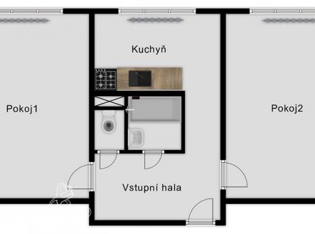 Sudánská půdorys | Pronájem bytu, 2+1, 54 m²