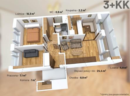 3d.jpg | Prodej bytu, 3+1, 61 m²