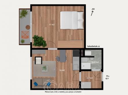 Orientační plánek | Pronájem bytu, 2+kk, 40 m²