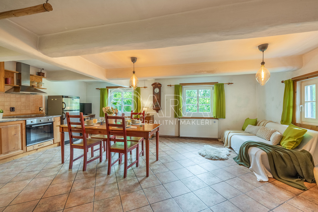 obývací pokoj s kuchyňským koutem