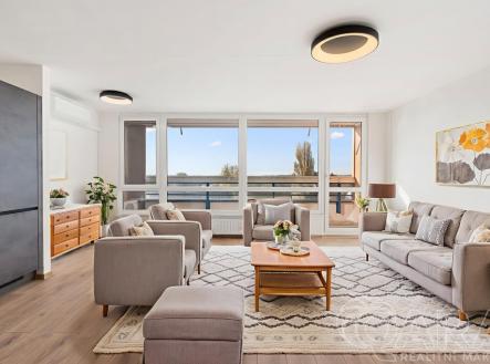 Vizualizace obývací pokoj | Pronájem bytu, 3+kk, 82 m²