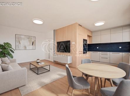 Obývací pokoj - vizualizace nábytku | Prodej bytu, 4+kk, 87 m²