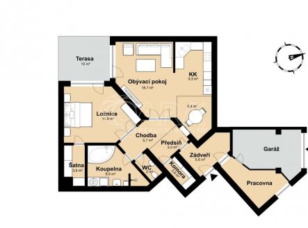 kuz-delnicka444-planek-garazpokoj-04.jpg | Pronájem bytu, 2+kk, 115 m²