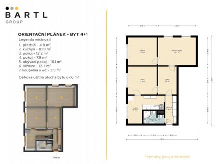 Pudorysy_Komplet.jpg | Pronájem bytu, 3+1, 68,5 m²