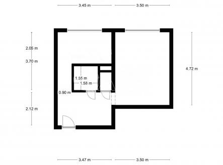 2D_rozmery (kopie).jpg | Pronájem bytu, 1+1, 37 m²