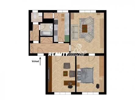 Pacovská půdorys.jpg | Pronájem bytu, 3+1, 76 m²