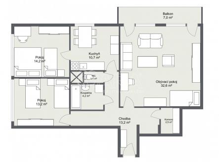Půdorys, V Dolině.jpg | Prodej bytu, 3+1, 92 m²