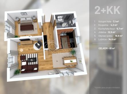 3D 2+kk | Prodej bytu, 2+kk, 61 m²