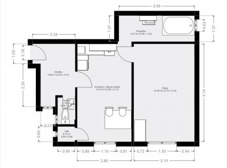 Pdorys alejni.jpg | Pronájem bytu, 2+kk, 44 m²