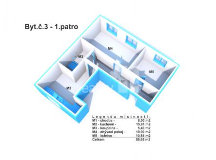 3 | Pronájem bytu, 2+1, 60 m²