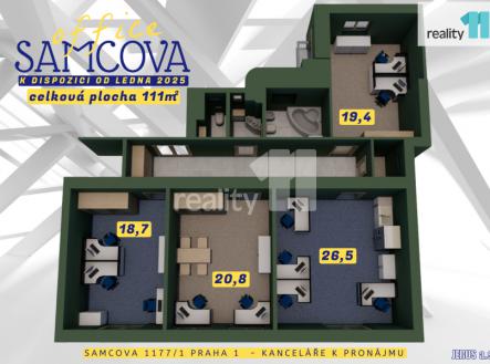 2 | Pronájem - kanceláře, 111 m²