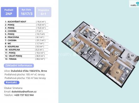 1 | Pronájem bytu, 6+kk, 156 m²