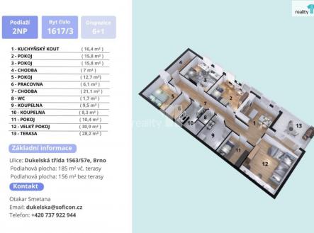 4 | Pronájem bytu, 6+kk, 156 m²