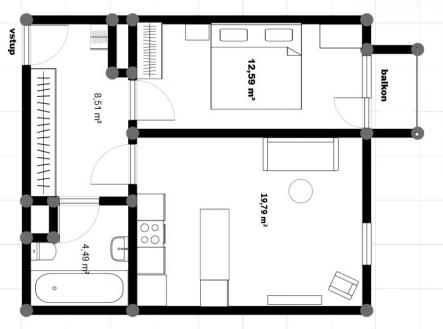 1 | Prodej bytu, 2+kk, 49 m²