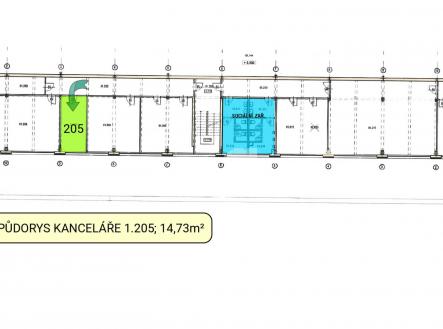 Půdorys | Pronájem - kanceláře, 14 m²
