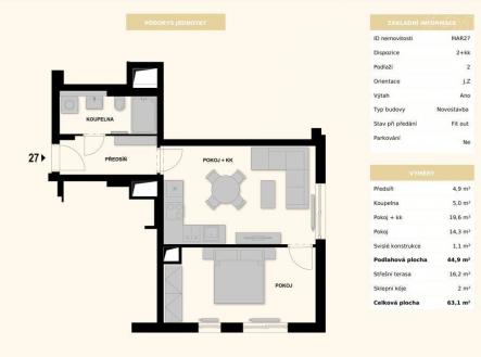 . | Prodej bytu, 2+kk, 45 m²