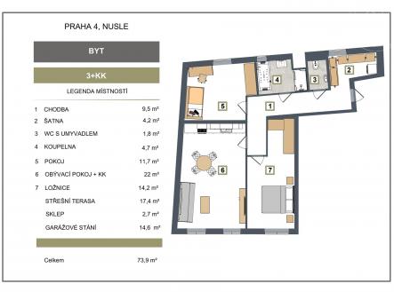 . | Prodej bytu, 3+kk, 106 m²