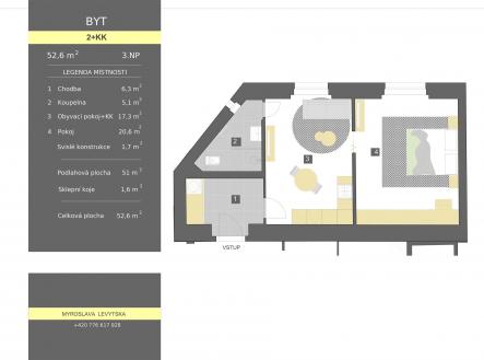 . | Prodej bytu, 2+kk, 53 m²