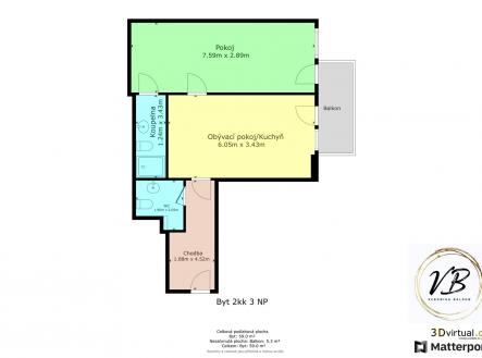 . | Prodej bytu, 2+kk, 60 m²