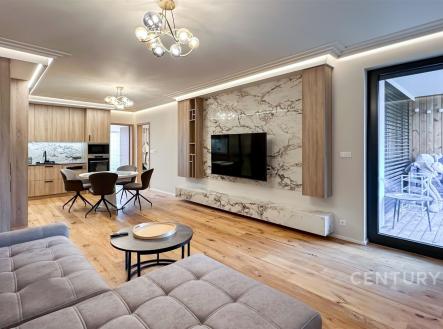 Obývací pokoj s kuchyňským koutem | Pronájem bytu, 3+kk, 62 m²