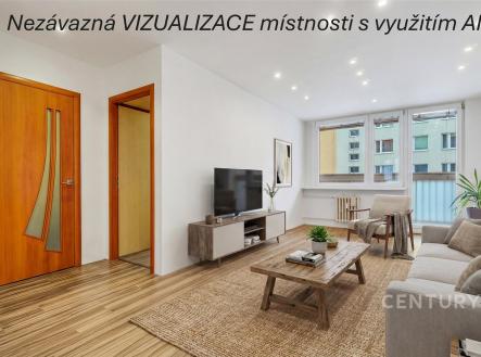 Obývací pokoj - vizualizace. | Prodej bytu, 3+1, 80 m²
