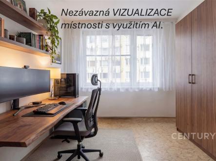 Pokoj - využití jako pracovna (vizualizace). | Prodej bytu, 4+1, 80 m²