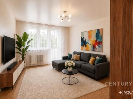 Obývací pokoj - vizualizace AI | Pronájem bytu, 3+1, 71 m²