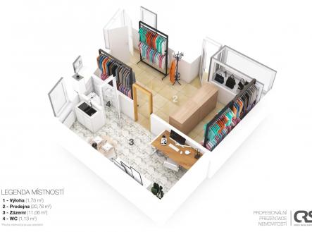 3d půdorys | Pronájem - obchodní prostor, 35 m²