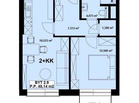 . | Prodej bytu, 2+kk, 48 m²