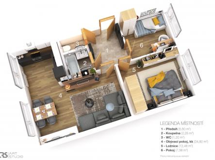 . | Prodej bytu, 3+kk, 57 m²